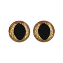 Ogen 15 mm kat goud geel glitter (2 paar)
