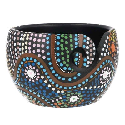 Kluwenhouder - yarn bowl mangohout Dott Painting 11 a 12,5 cm 62014 op=op 