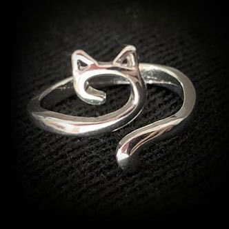 Garenring kat zilver