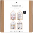 Borduurpakket Huisjes met puntdak (4 stuks) - 100220