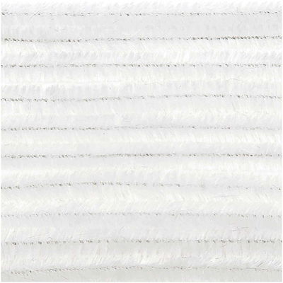 Chenille 9 mm - 50 cm wit 10 stuks 