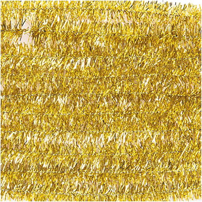 Chenille 9 mm - 50 cm glitter goud 10 stuks 
