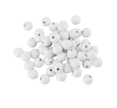 kraal hout 6 mm wit ca 100 kralen 