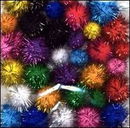 Pompon 15-20 mm ass. glitter (ca 33 stuks)