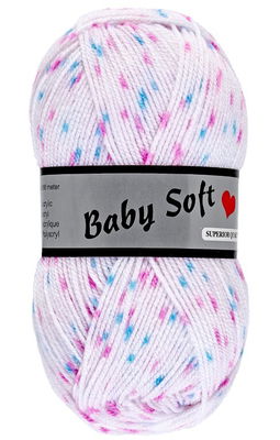 Lammy Yarns - Baby soft 602 Blauw pink gespikkeld