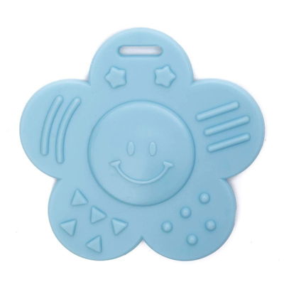 Bijtring zonnetje met gezicht met noppen licht blauw 259 2 stuks 