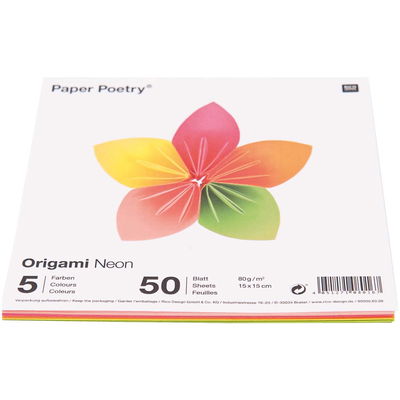 Paper Poetry Origami neon 15x15 cm 80 gr 50 vel 