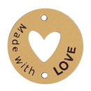 Leren Label rond - Made With Love 01 Naturel 35 mm (2 stuks)