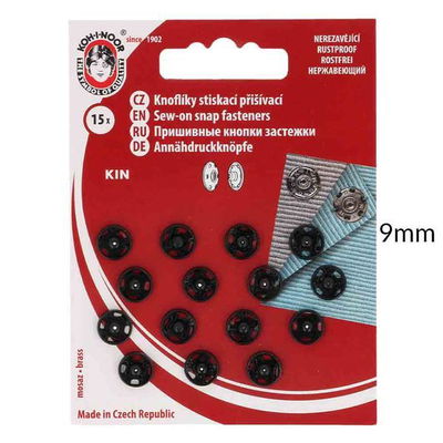 Drukknoop 7 a 8 mm zwart 15 stuks 