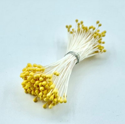 Meeldraden geel 1 mm bol topje 0105 ca 144 stuks 