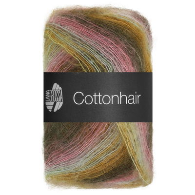 Lana Grossa Cottonhair 109 mosterd-roze-turkois