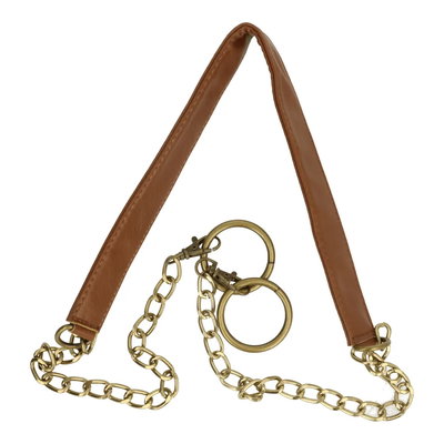 Tasbeugel Skai-leer met ketting cognac 123 cm