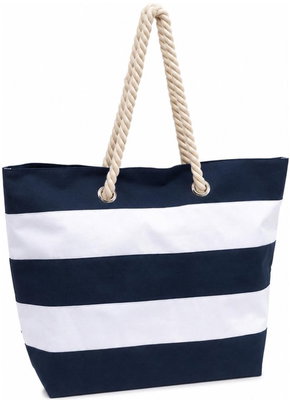 Tas blauw wit gestreept met Scheepjes garen logo