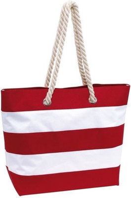 Tas rood wit gestreept met Scheepjes garen logo